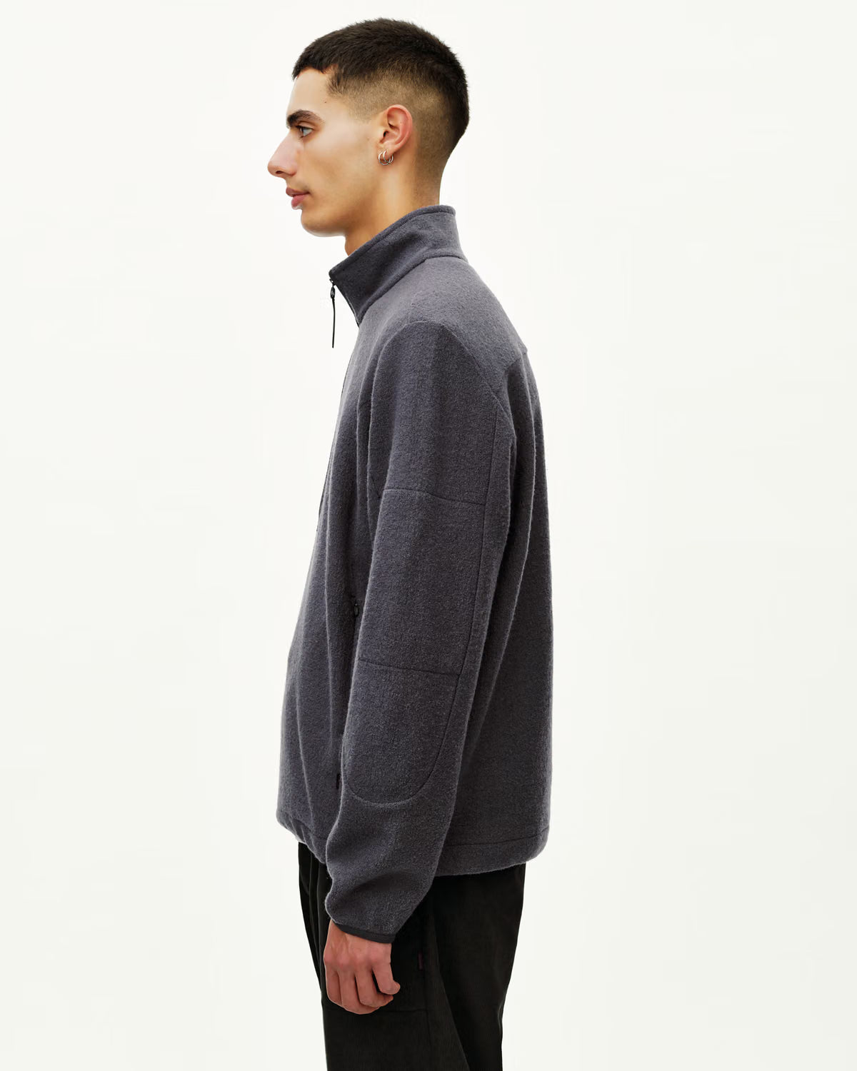 OFF-RACE BOILED WOOL HALF-ZIP - STEEL