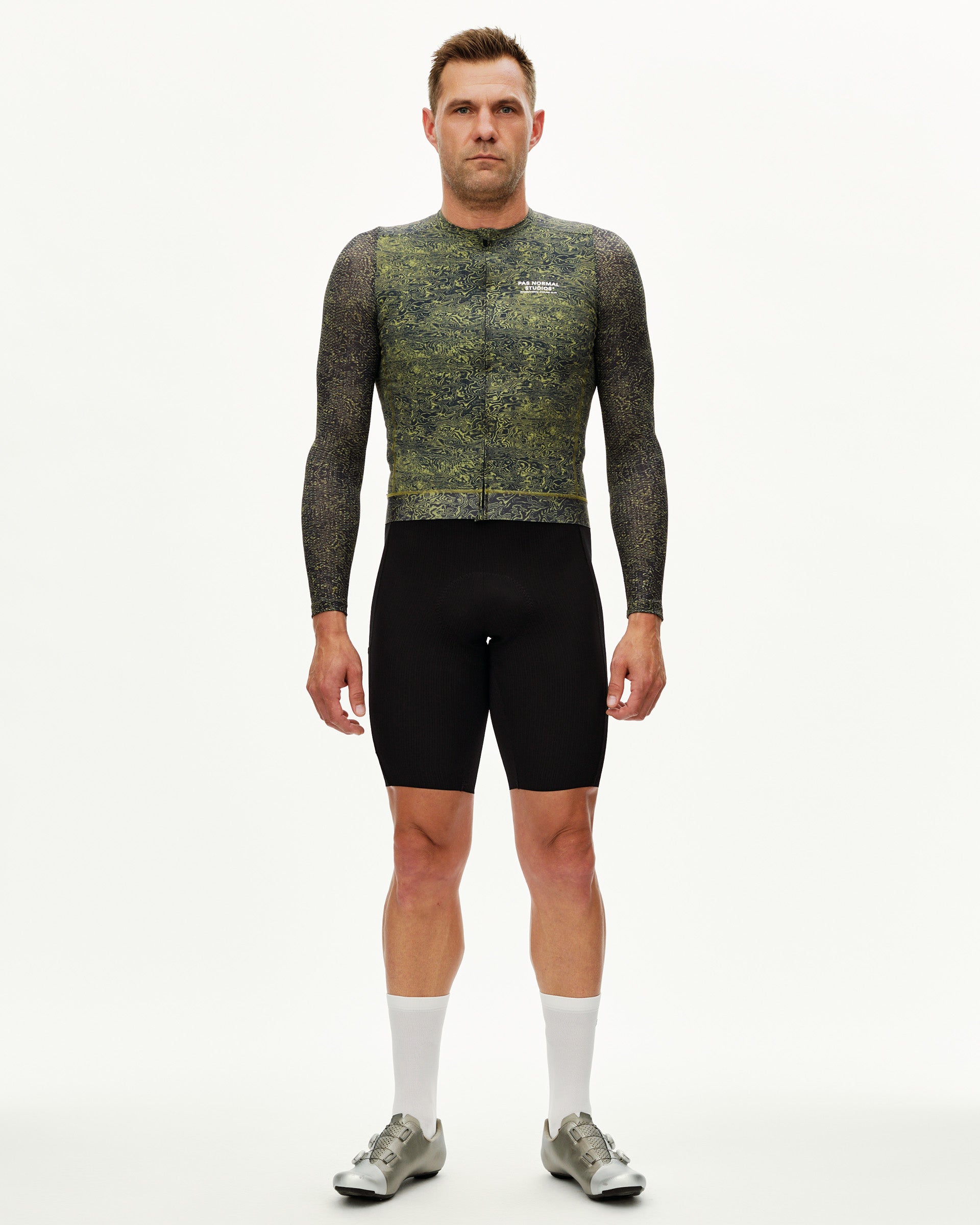 ESSENTIAL LIGHT LONGSLEEVE JERSEY - AOP GRAIN DARK LIME