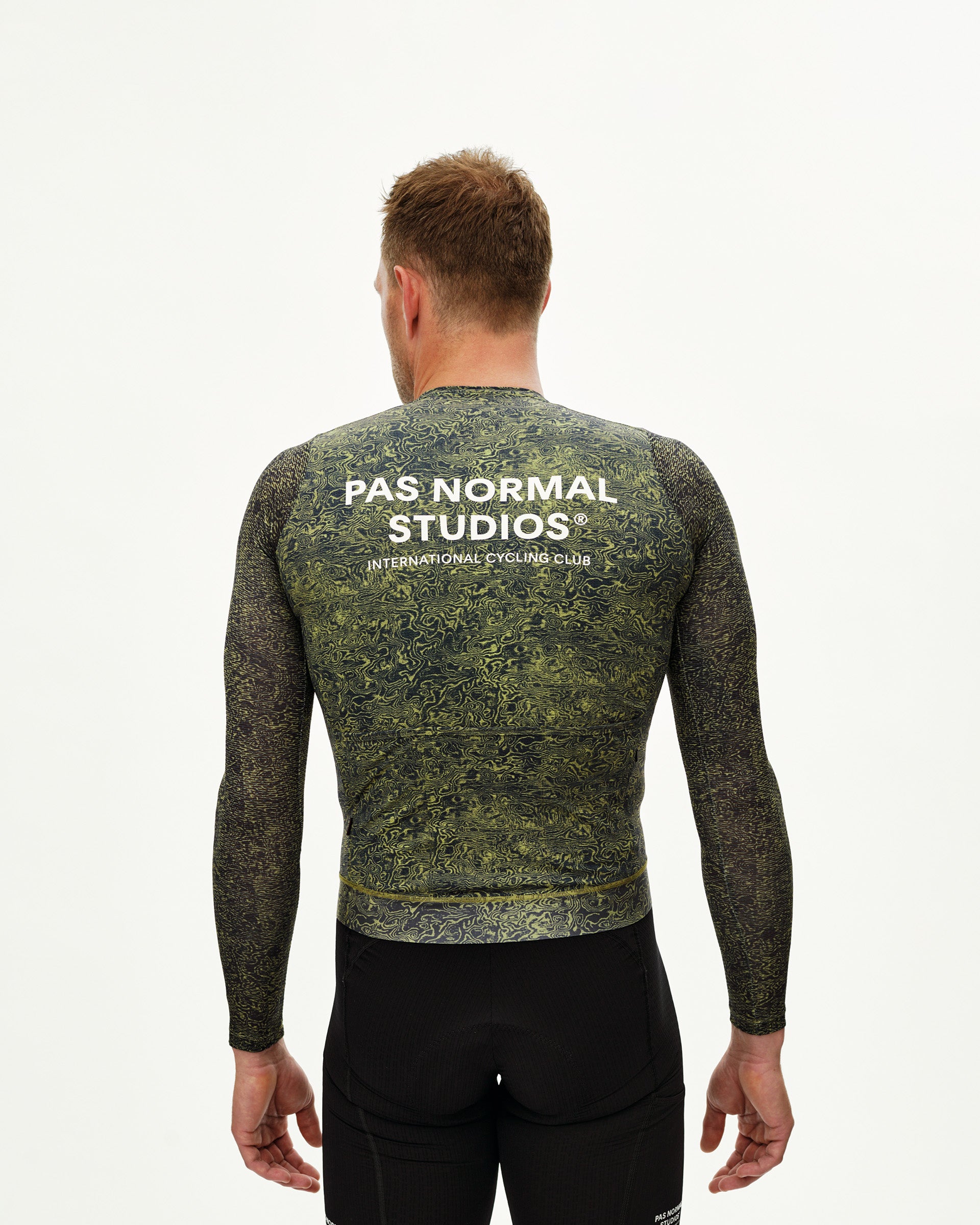 ESSENTIAL LIGHT LONGSLEEVE JERSEY - AOP GRAIN DARK LIME