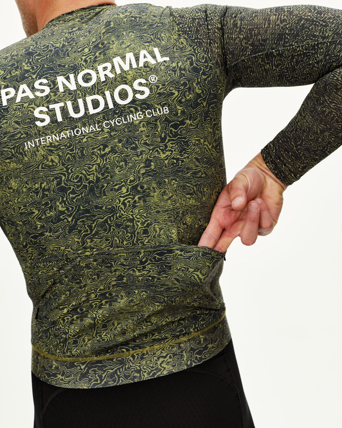 ESSENTIAL LIGHT LONGSLEEVE JERSEY - AOP GRAIN DARK LIME