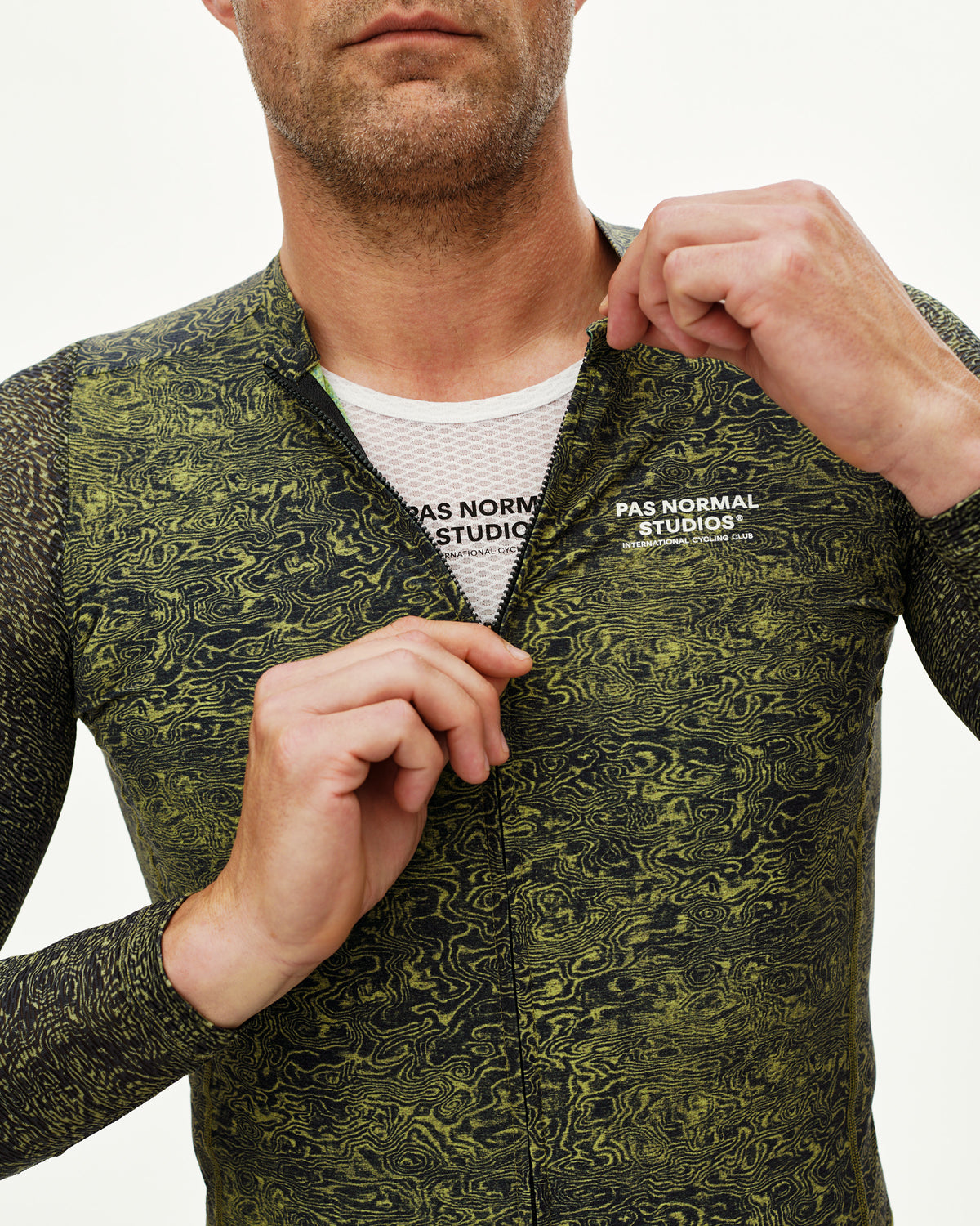 ESSENTIAL LIGHT LONGSLEEVE JERSEY - AOP GRAIN DARK LIME