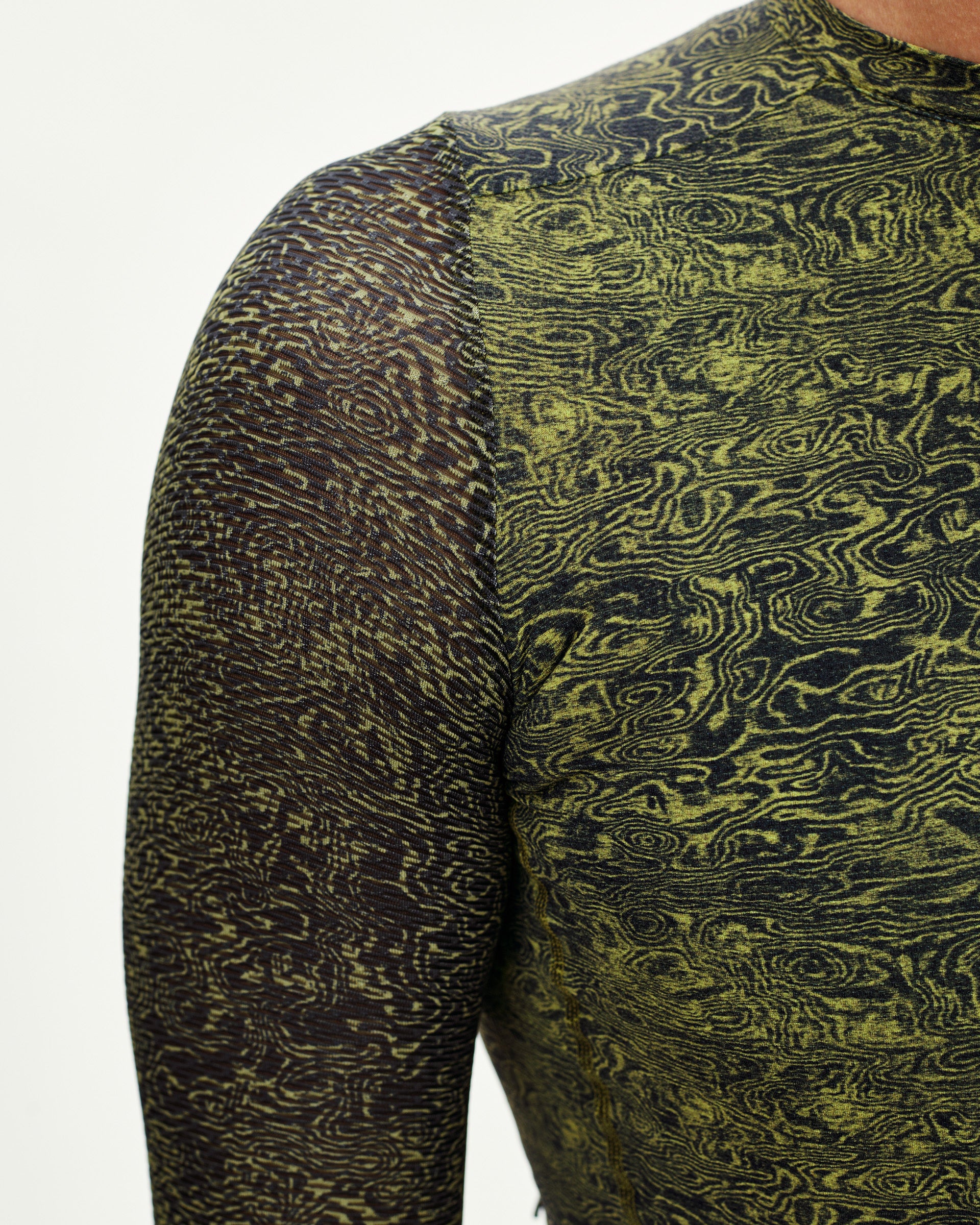 ESSENTIAL LIGHT LONGSLEEVE JERSEY - AOP GRAIN DARK LIME