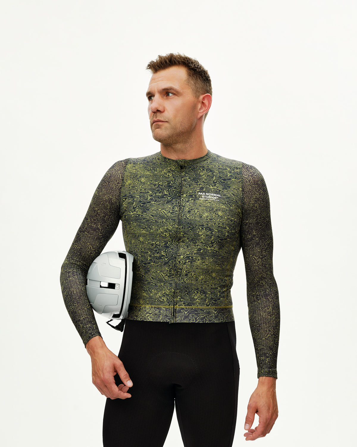 ESSENTIAL LIGHT LONGSLEEVE JERSEY - AOP GRAIN DARK LIME