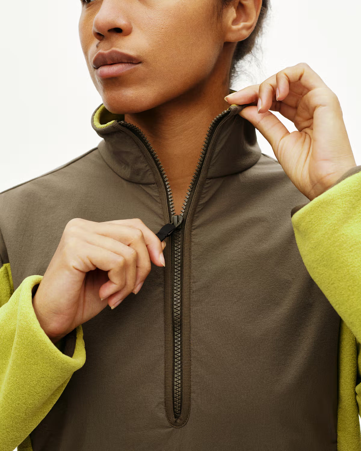 OFF-RACE LIGHT FLEECE HALF-ZIP - MOSS GREEN