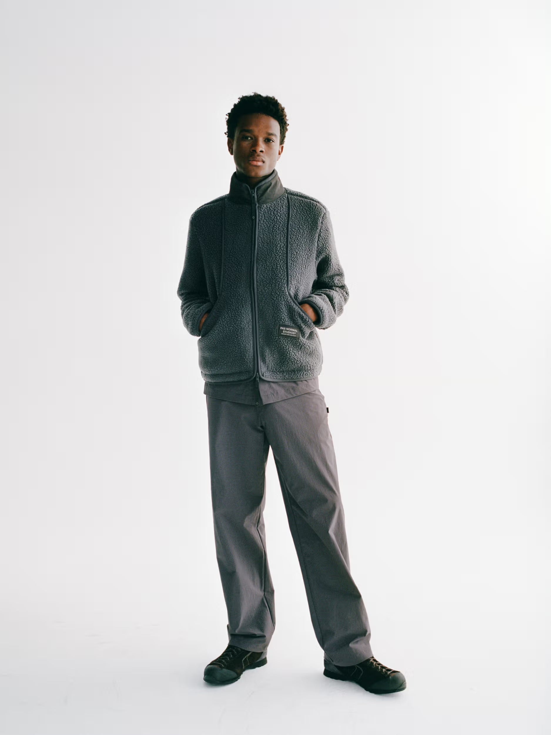 OFF-RACE PILE FLEECE JACKET - STEEL