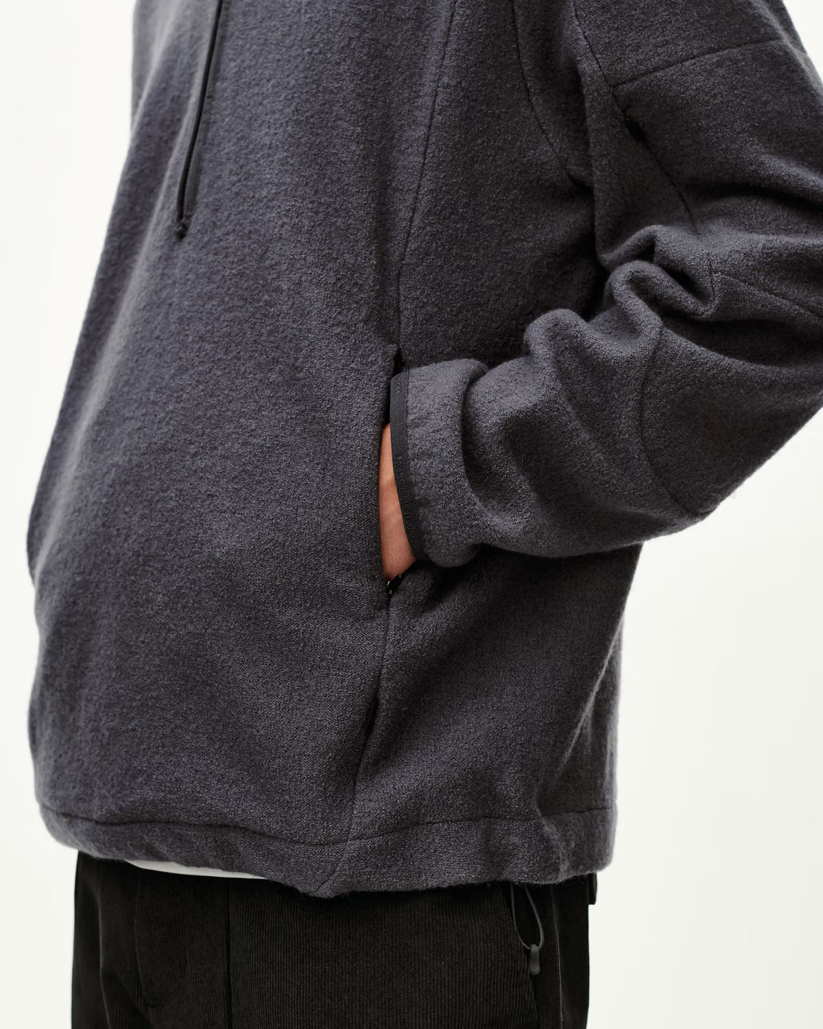 OFF-RACE BOILED WOOL HALF-ZIP - STEEL
