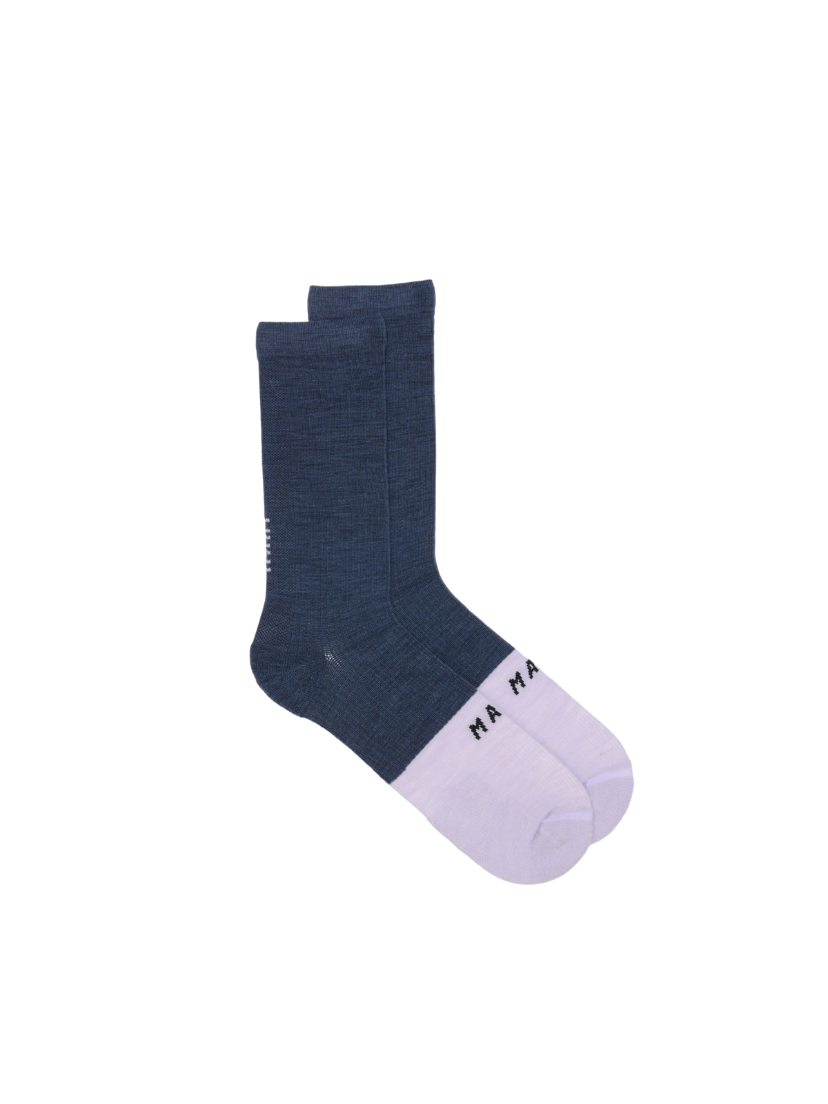 Team Merino Sock in Carbon Blue/Thistle, flat lay