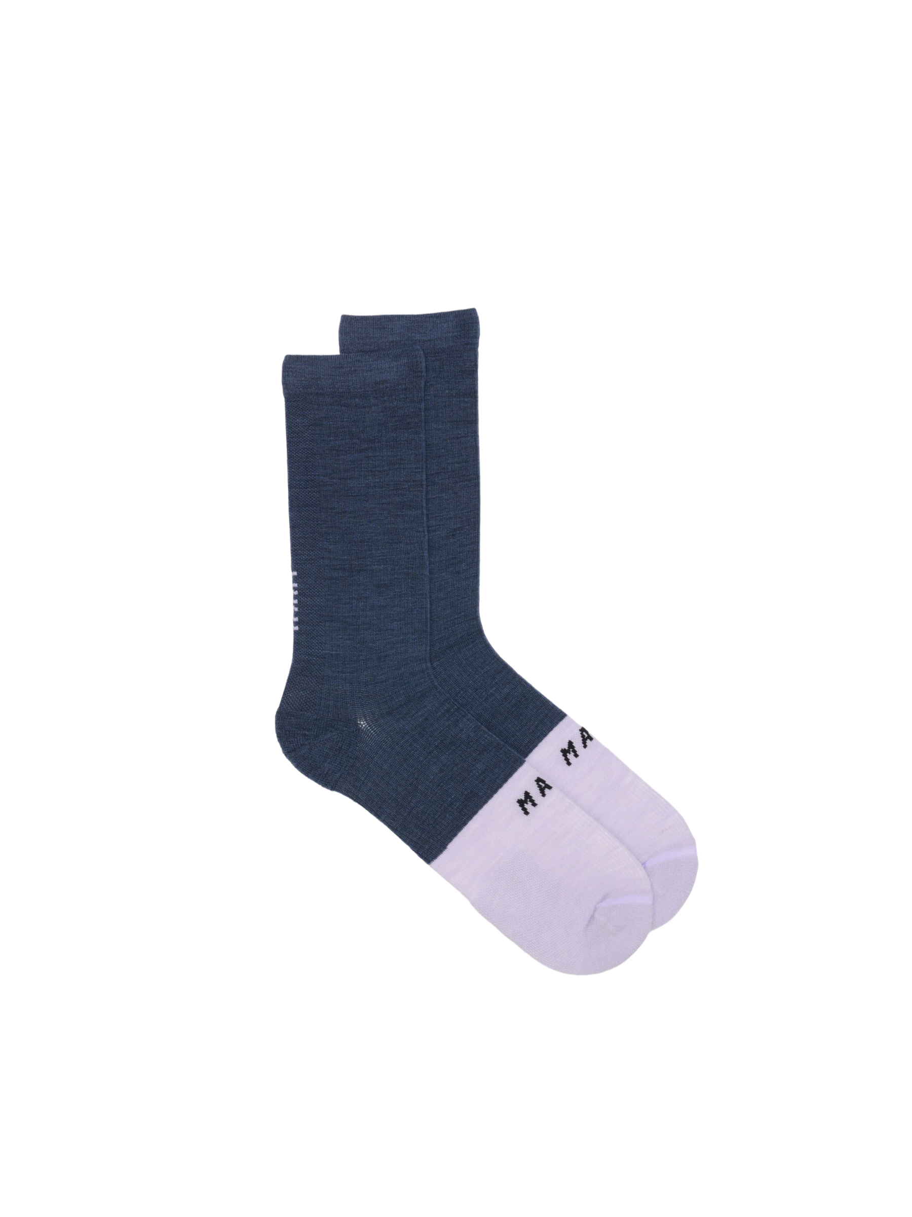 Team Merino Sock in Carbon Blue/Thistle, flat lay