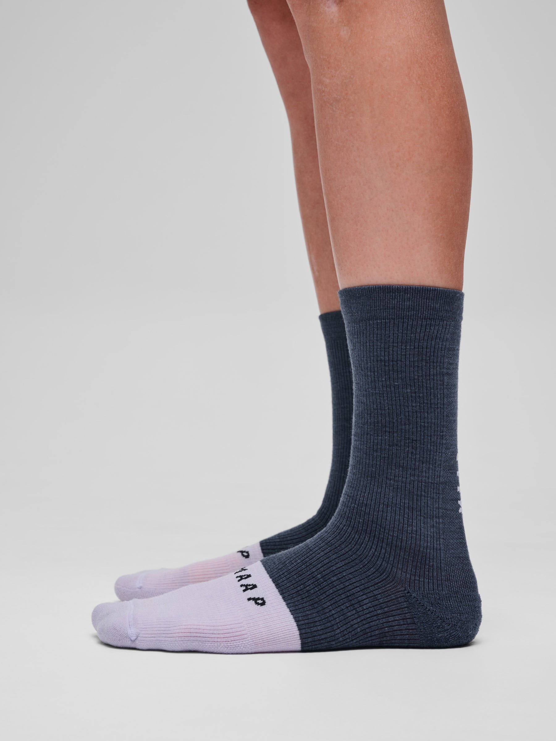 Team Merino Sock in Carbon Blue/Thistle: Comfortable, reliable and extra toasty.