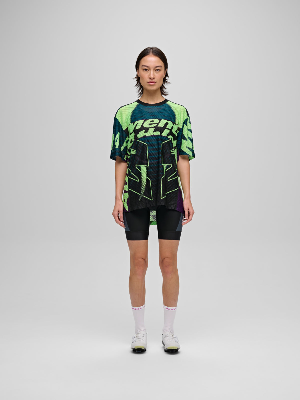 MESH SS TEE - MENTAL ATHLETIC BLACK / ACID LIME