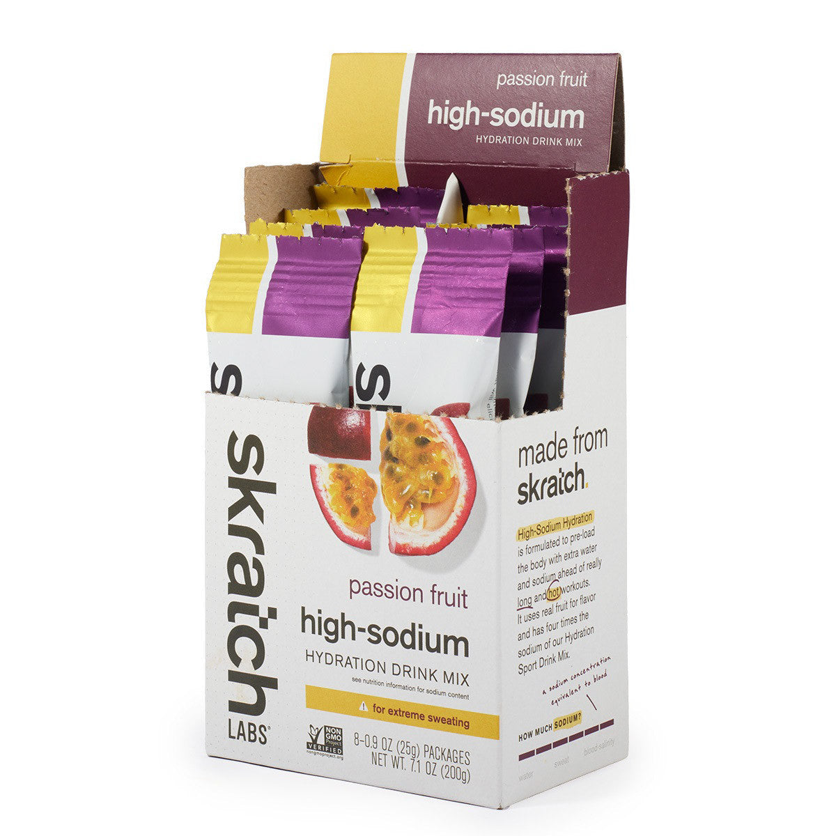 SKRATCH LABS - HIGH SODIUM HYDRATION DRINK MIX PASSION FRUIT SINGLE SERVING