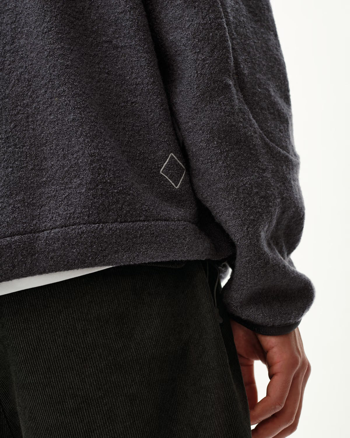 OFF-RACE BOILED WOOL HALF-ZIP - STEEL